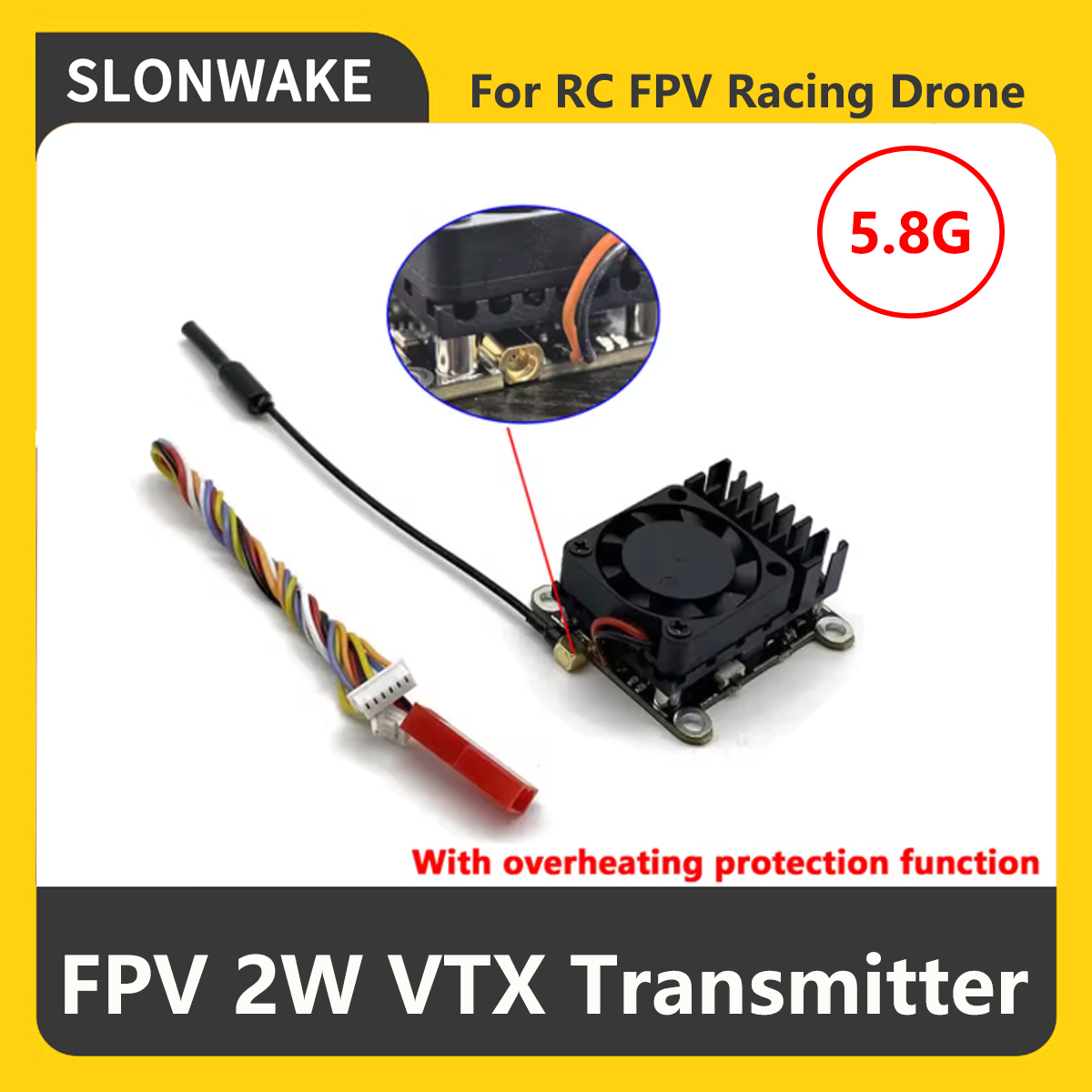 SLONWAKE 5.8G 2000mW FPV VTX T - огляд і ціна Rc Transmitter